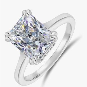 Elegant 14K white gold 4.0 CT radiant cut Halo moissanite engagement ring